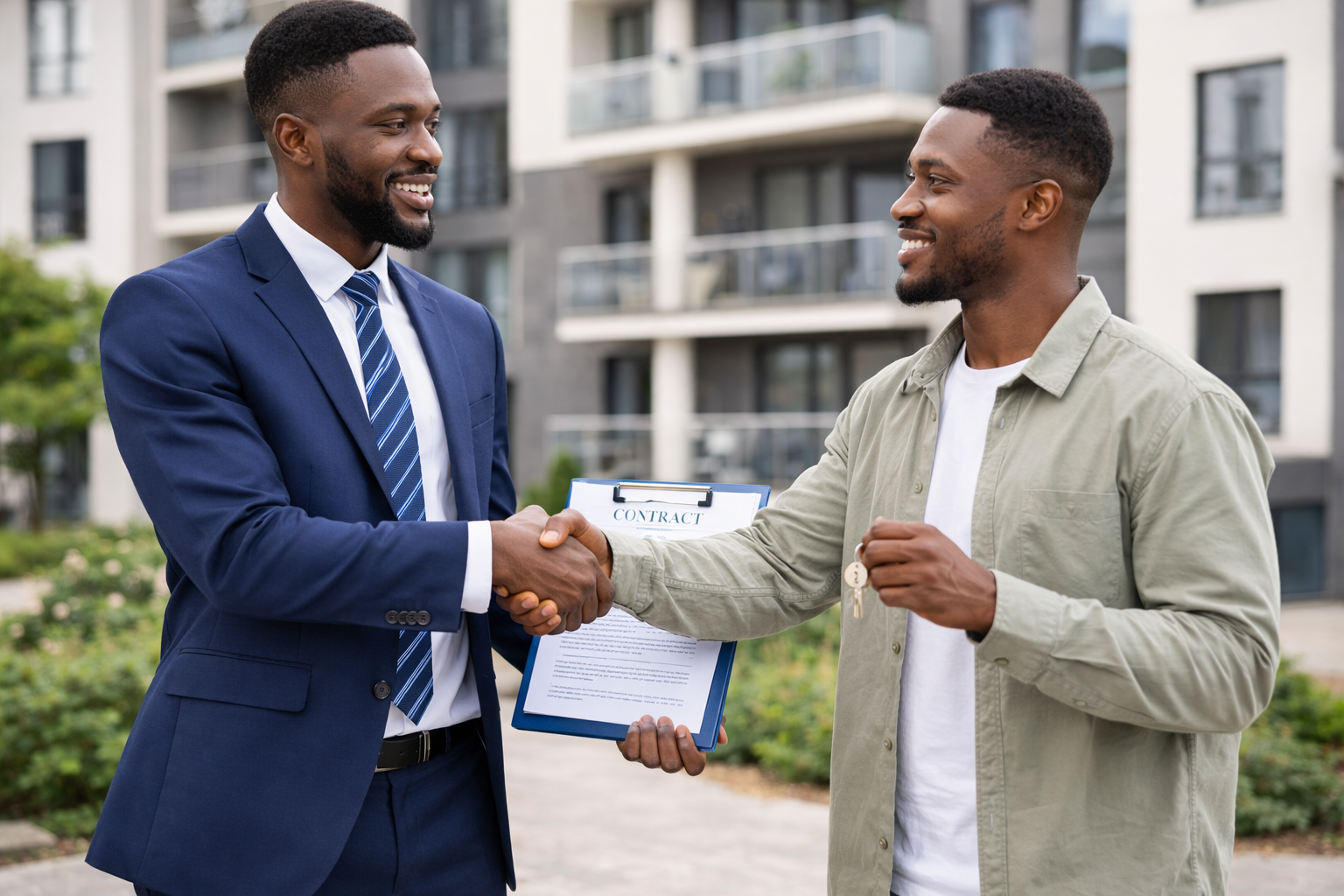 HomeTrace agent concluding a rental deal with a customer